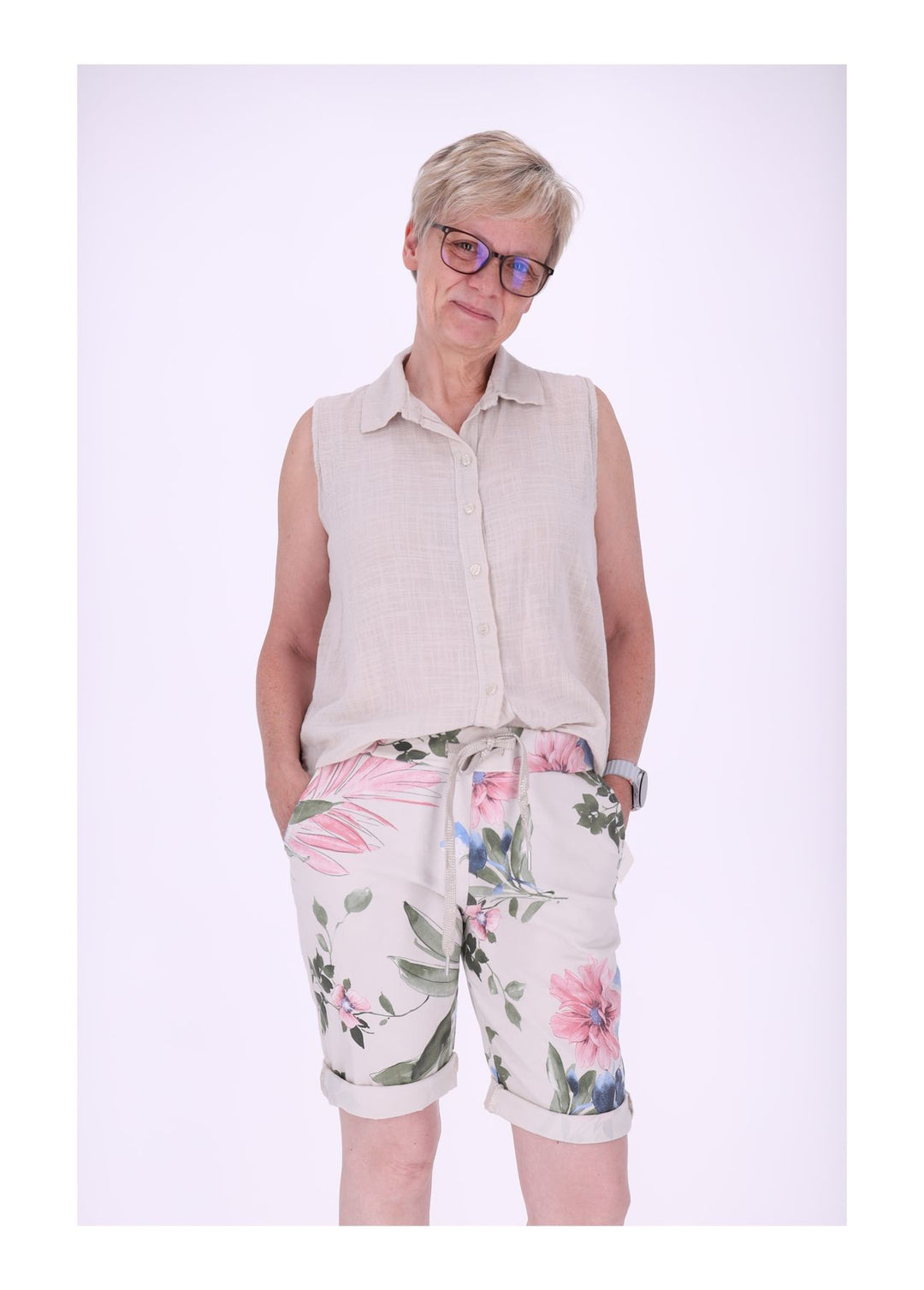 Bluse Damen Leinenmix ohne Arm