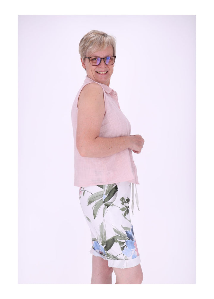 Bluse Damen Leinenmix ohne Arm