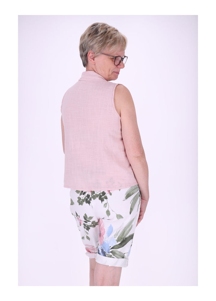 Bluse Damen Leinenmix ohne Arm