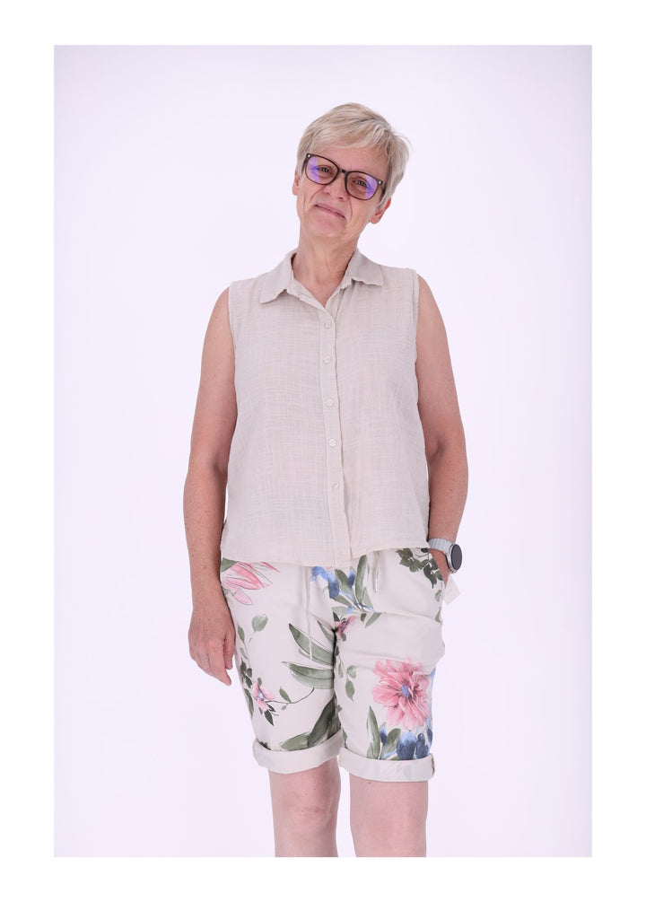Bluse Damen Leinenmix ohne Arm