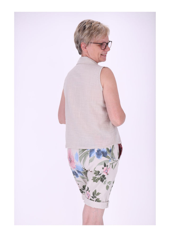 Bluse Damen Leinenmix ohne Arm