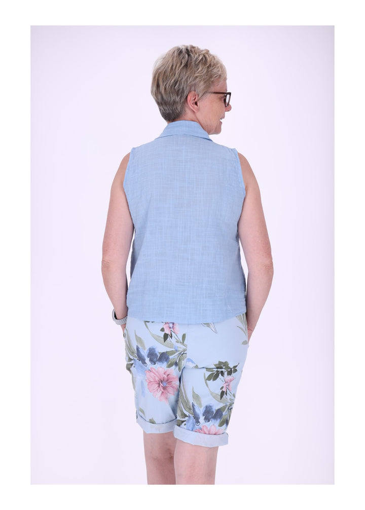 Bluse Damen Leinenmix ohne Arm