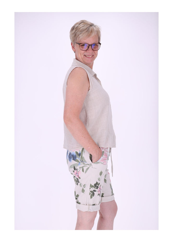 Bluse Damen Leinenmix ohne Arm