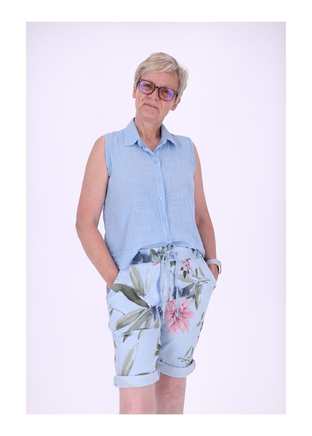 Bluse Damen Leinenmix ohne Arm