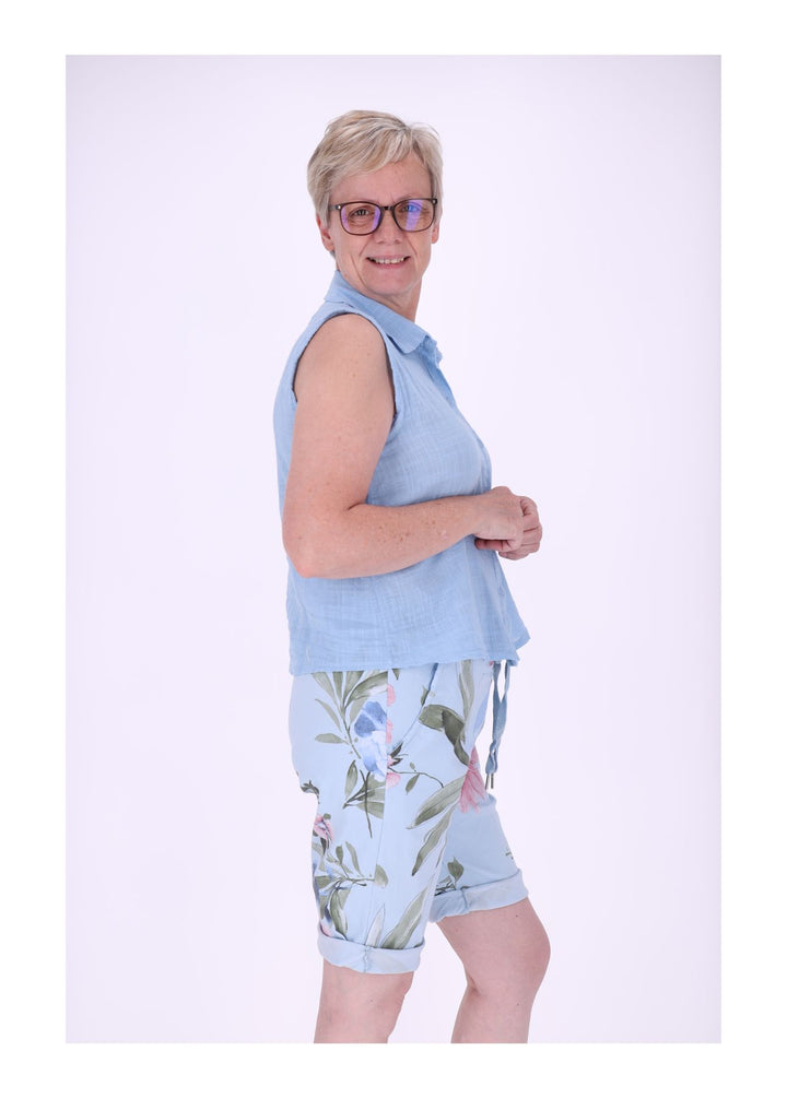 Bluse Damen Leinenmix ohne Arm