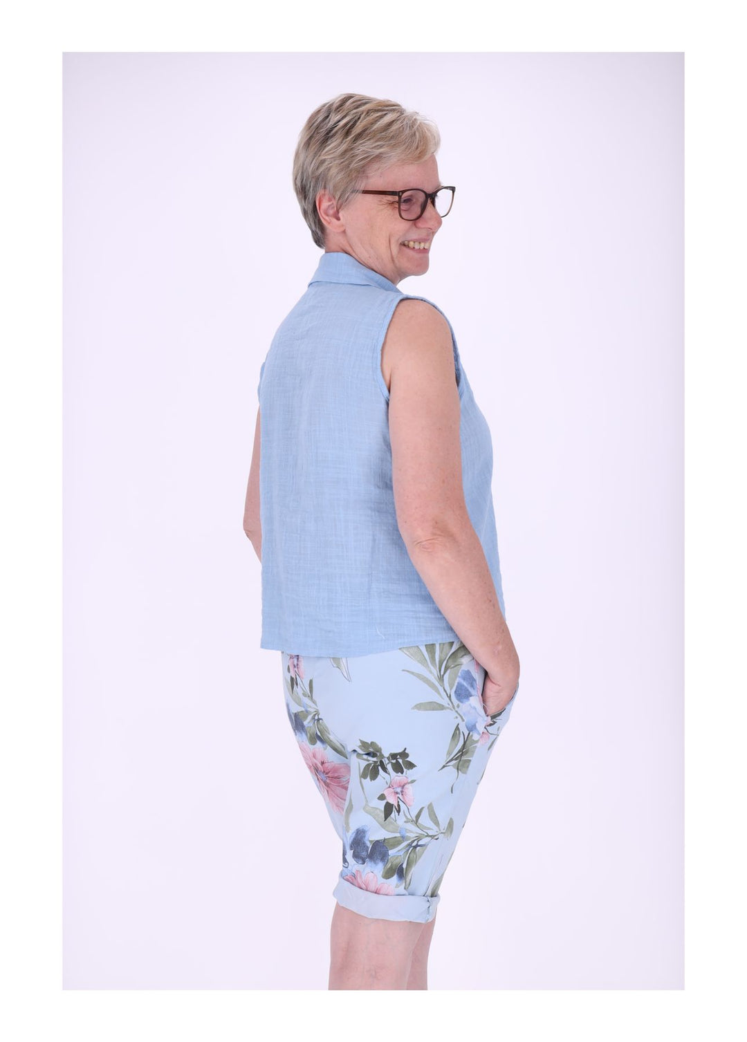 Bluse Damen Leinenmix ohne Arm