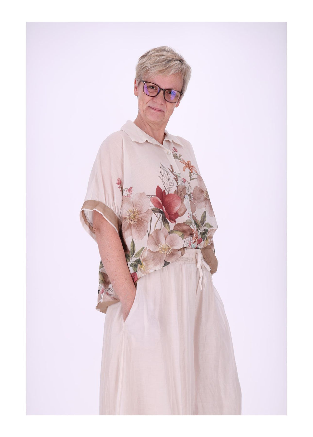 Bluse Damen Baumwolle AOP