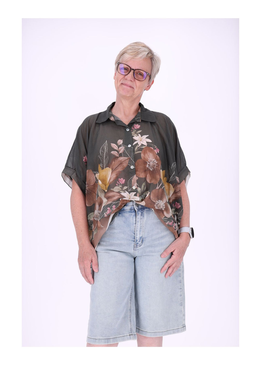 Bluse Damen Baumwolle AOP