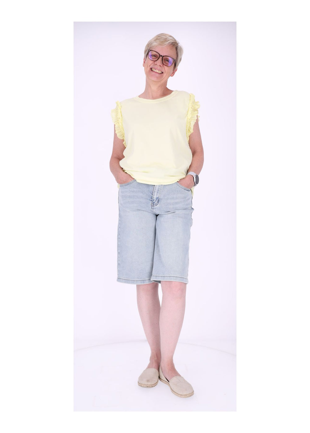 Short Jeans weites bein Capri Länge