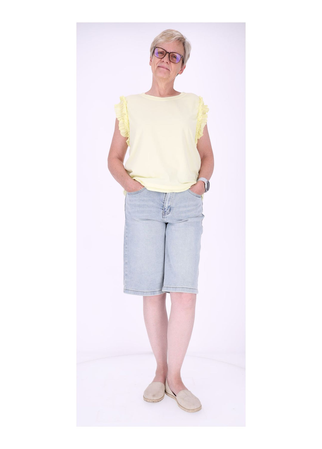 Short Jeans weites bein Capri Länge
