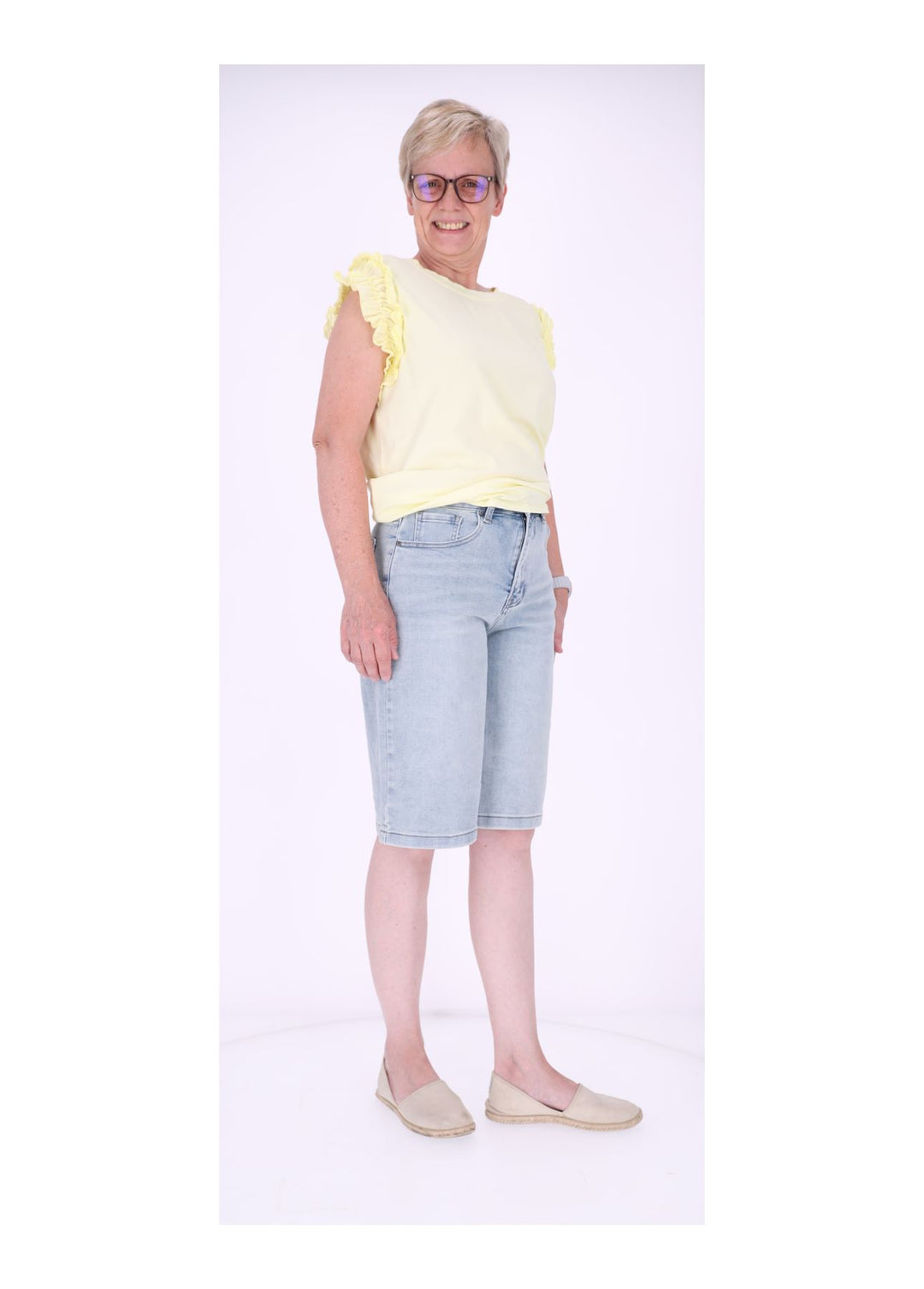Short Jeans weites bein Capri Länge
