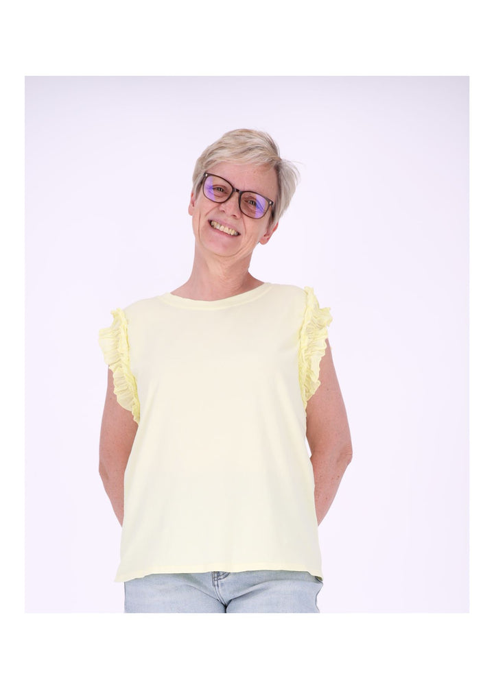 T-Shirt ohne Arm Rüschen am Armausschnitt