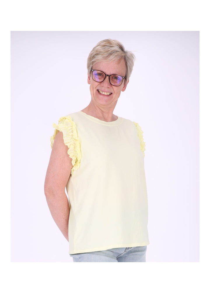 T-Shirt ohne Arm Rüschen am Armausschnitt