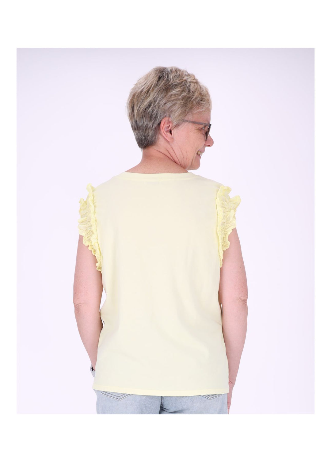 T-Shirt ohne Arm Rüschen am Armausschnitt