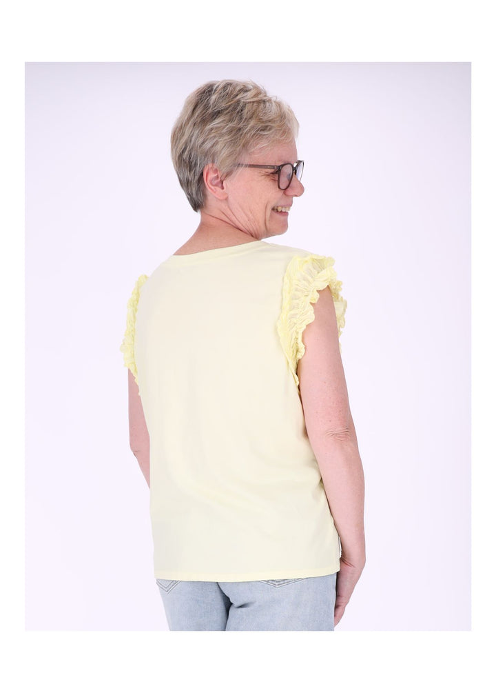 T-Shirt ohne Arm Rüschen am Armausschnitt