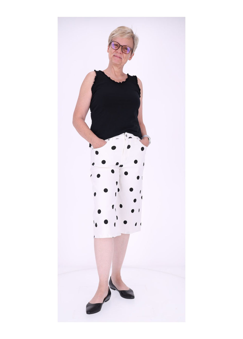 Jeans Short Damen AOP Dots