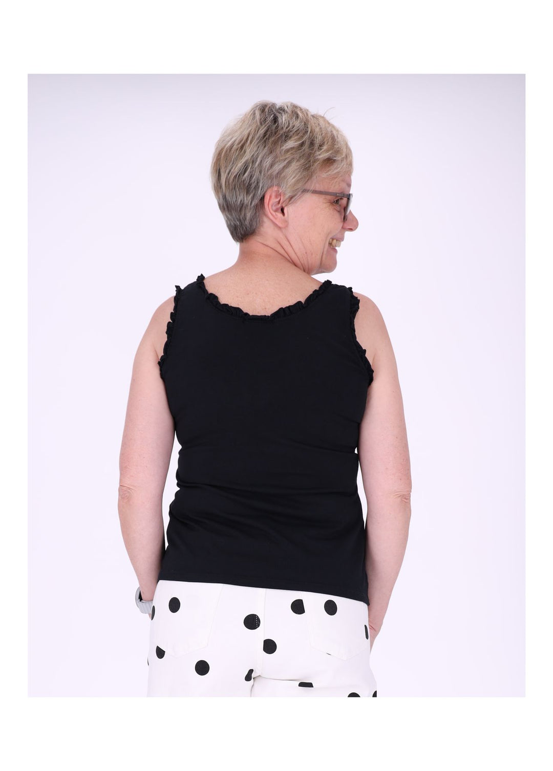 Top Damen breite Träger Rüschen