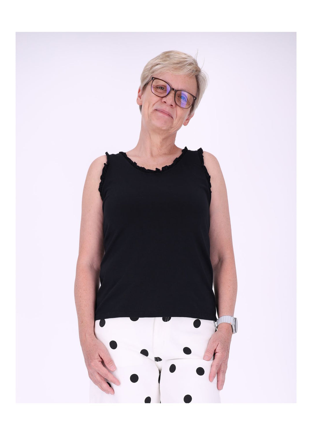 Top Damen breite Träger Rüschen