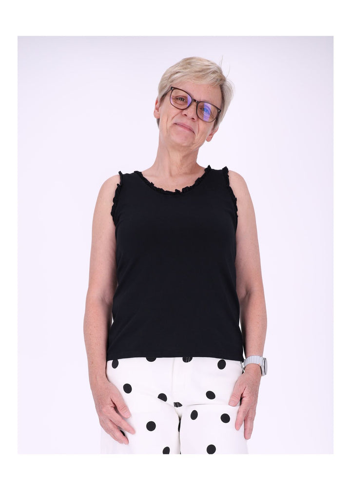 Top Damen breite Träger Rüschen