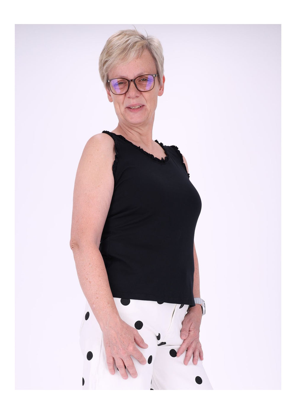 Top Damen breite Träger Rüschen