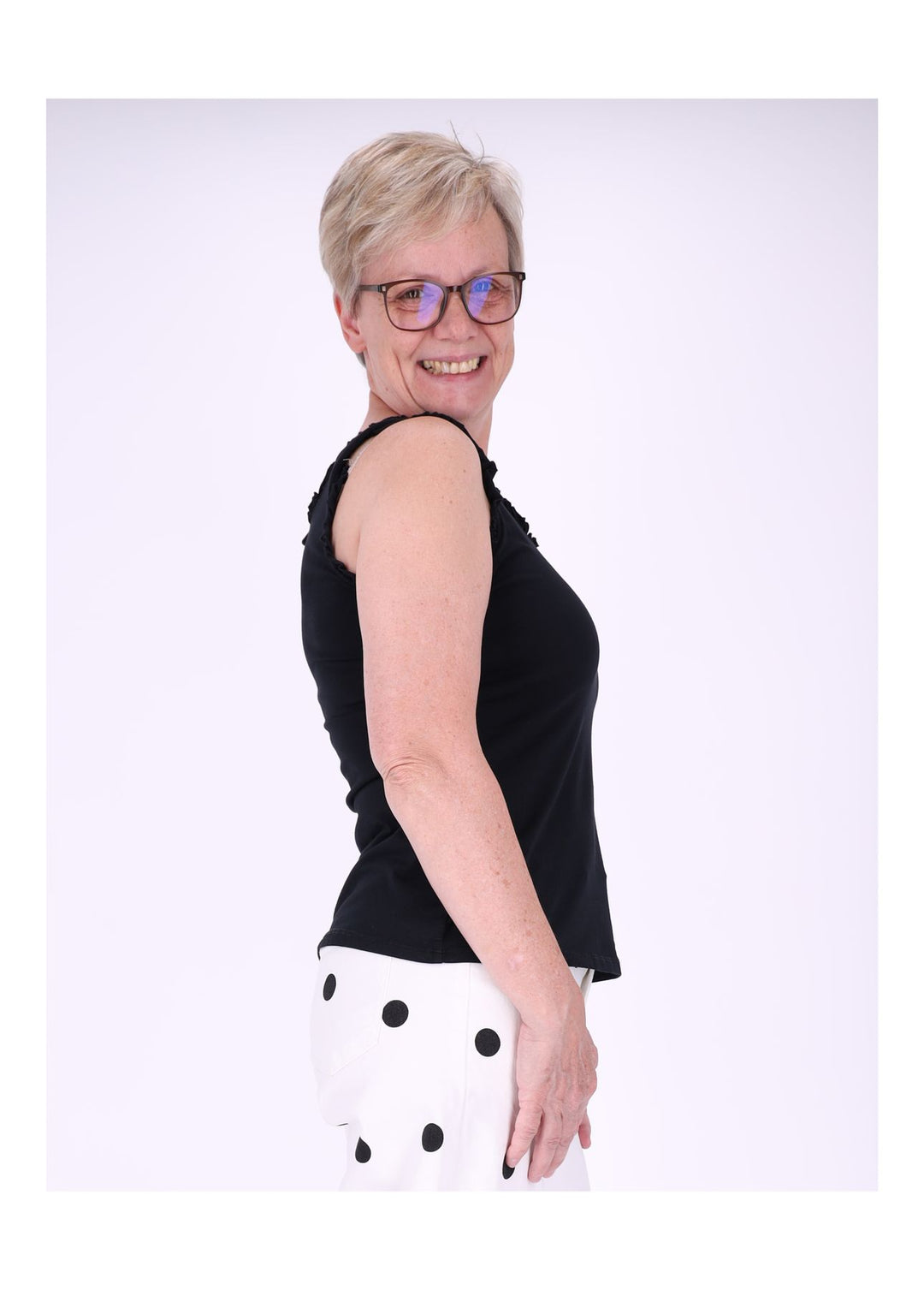 Top Damen breite Träger Rüschen