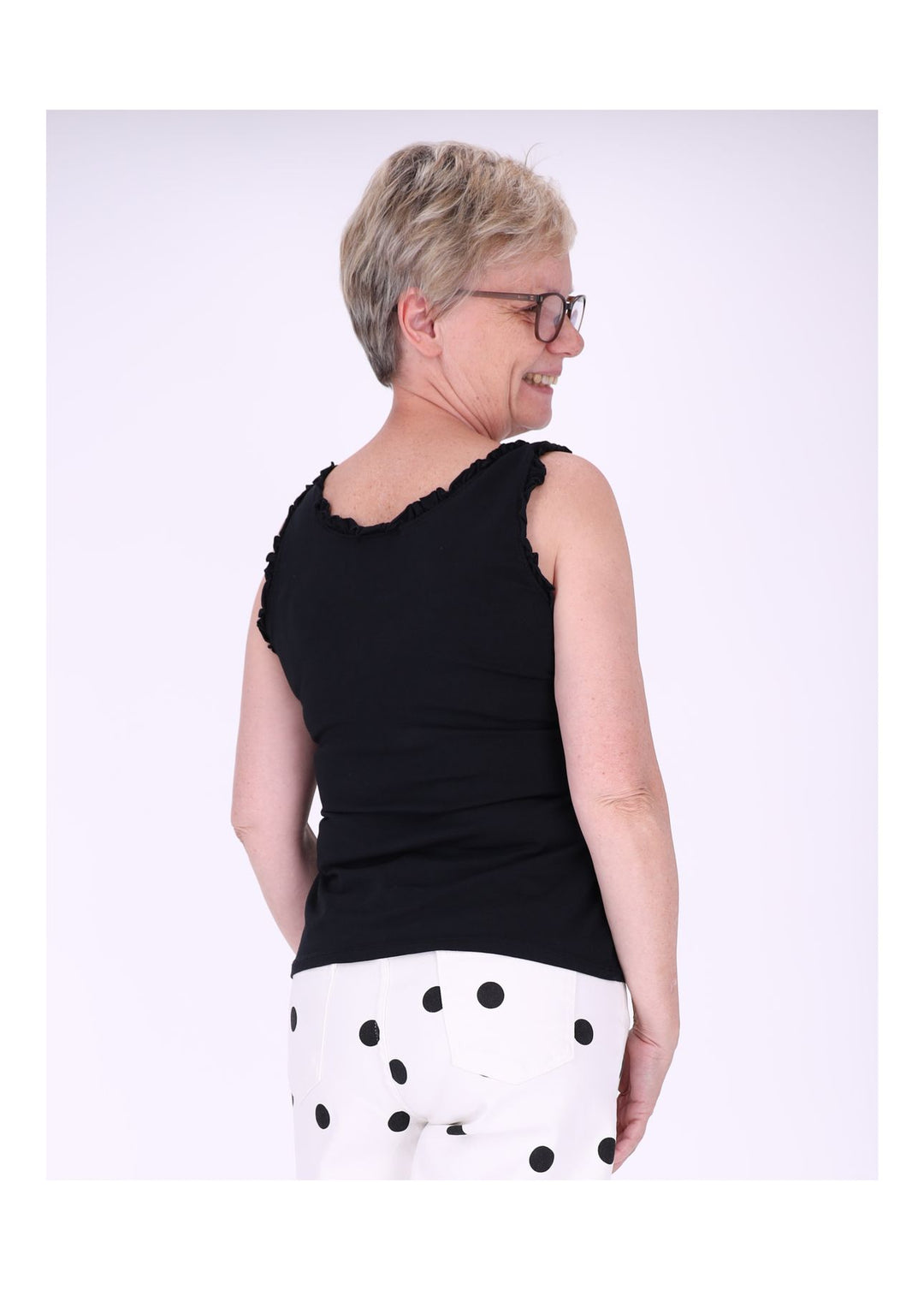 Top Damen breite Träger Rüschen