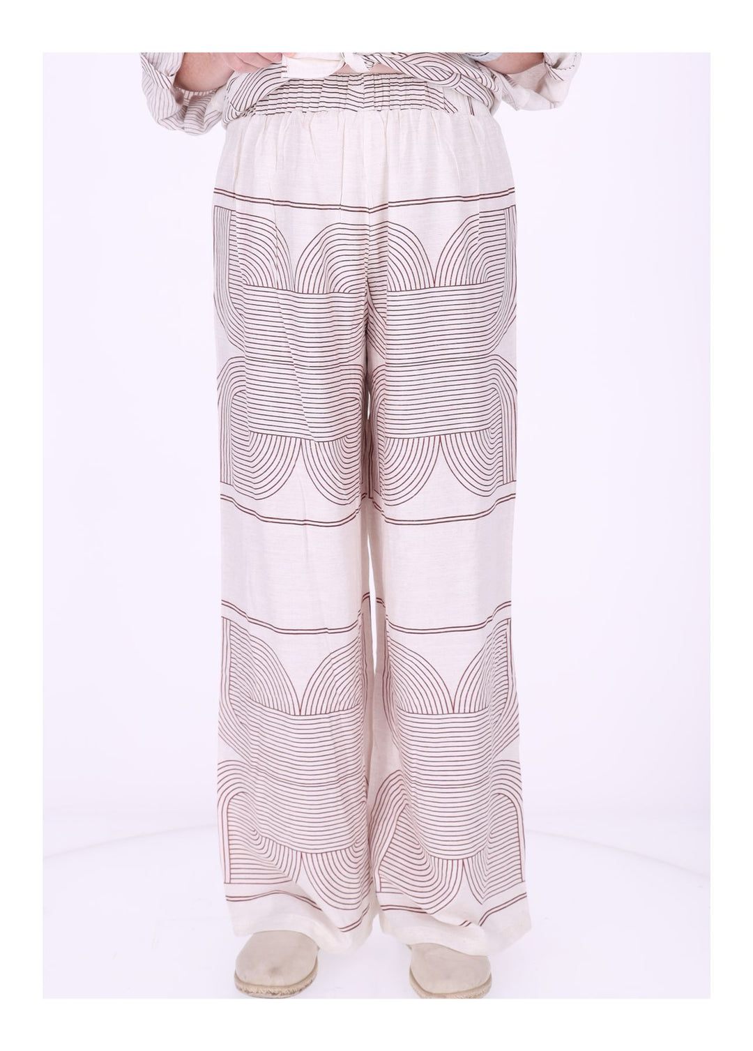 Hose Damen Leinenmix AOP