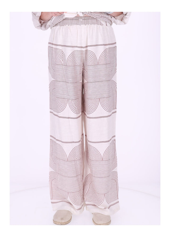 Hose Damen Leinenmix AOP