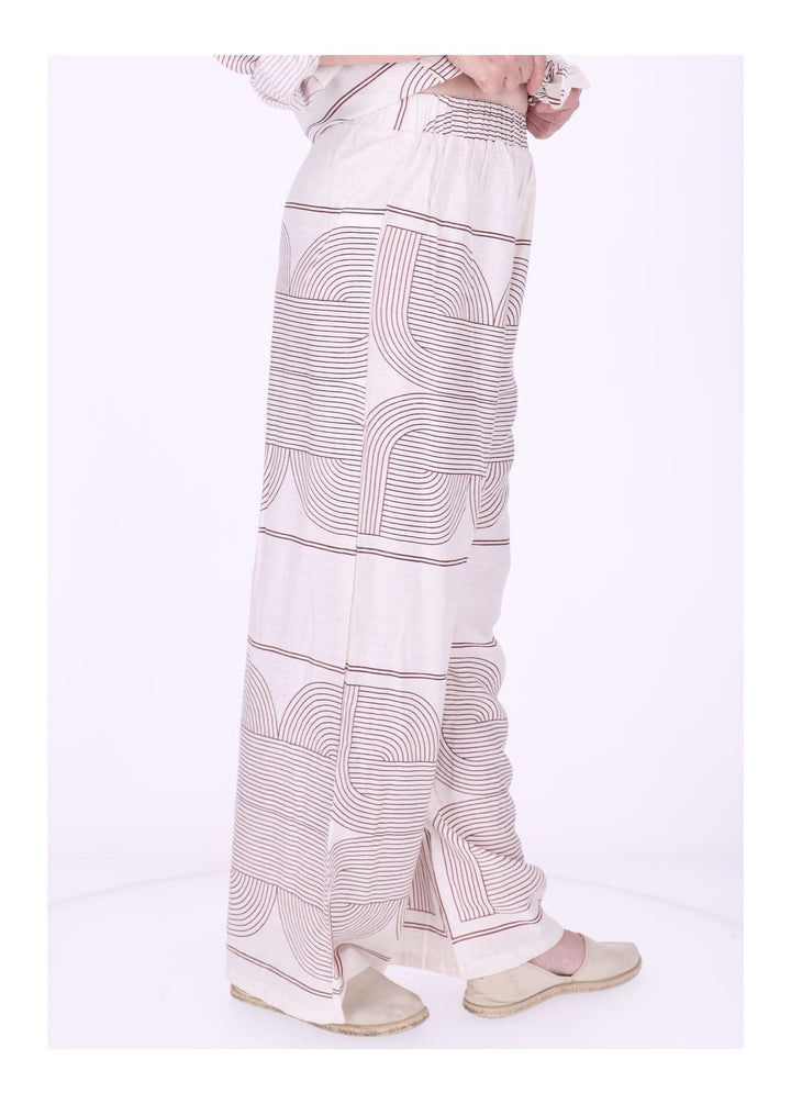 Hose Damen Leinenmix AOP