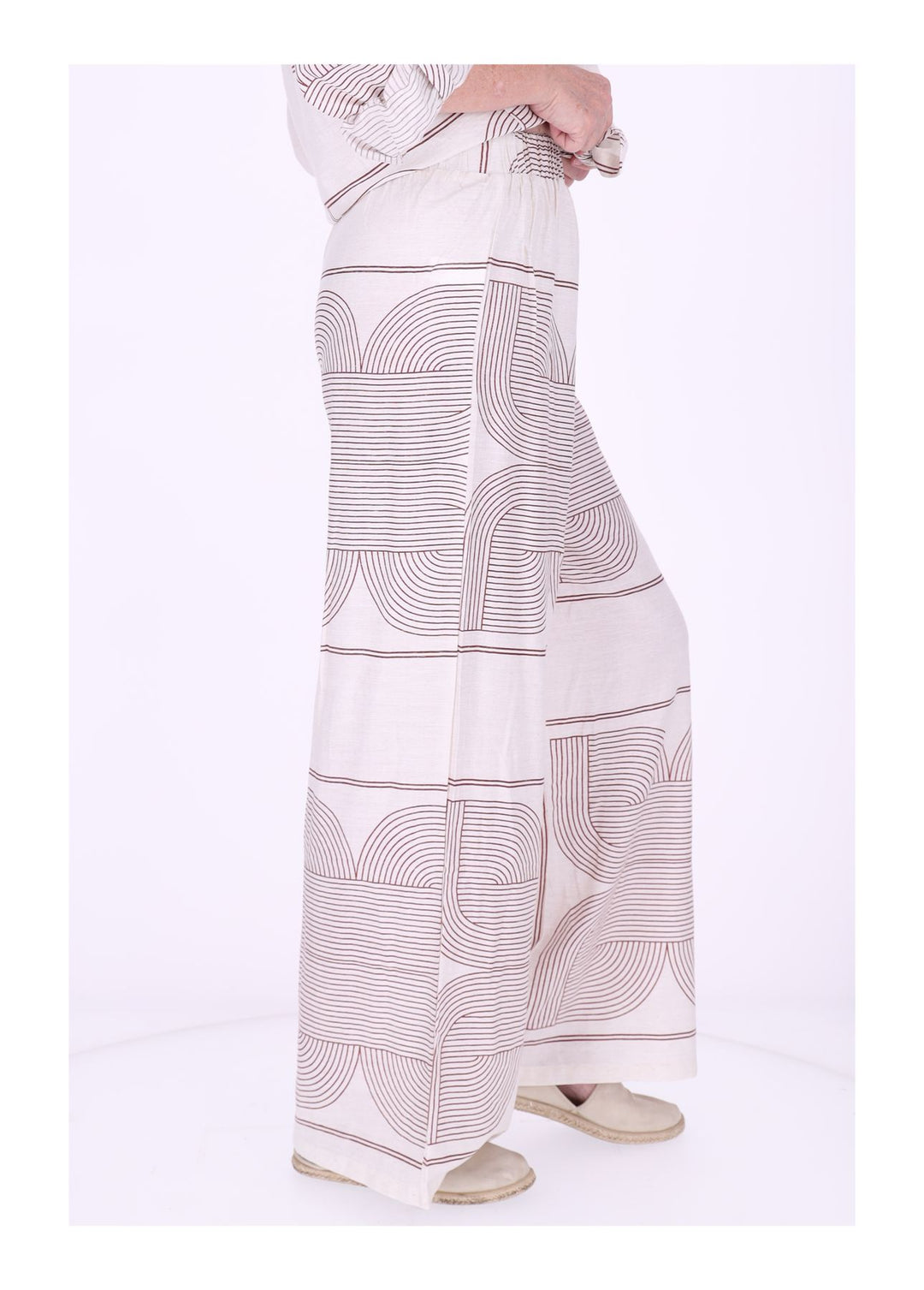 Hose Damen Leinenmix AOP