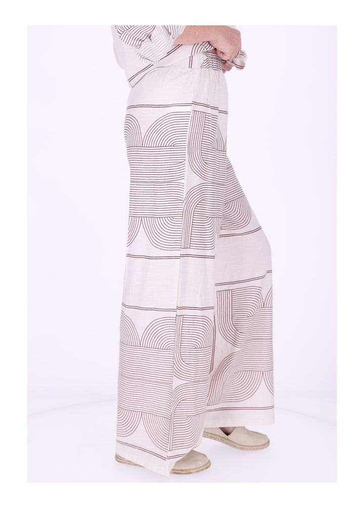 Hose Damen Leinenmix AOP
