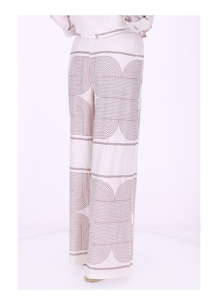 Hose Damen Leinenmix AOP
