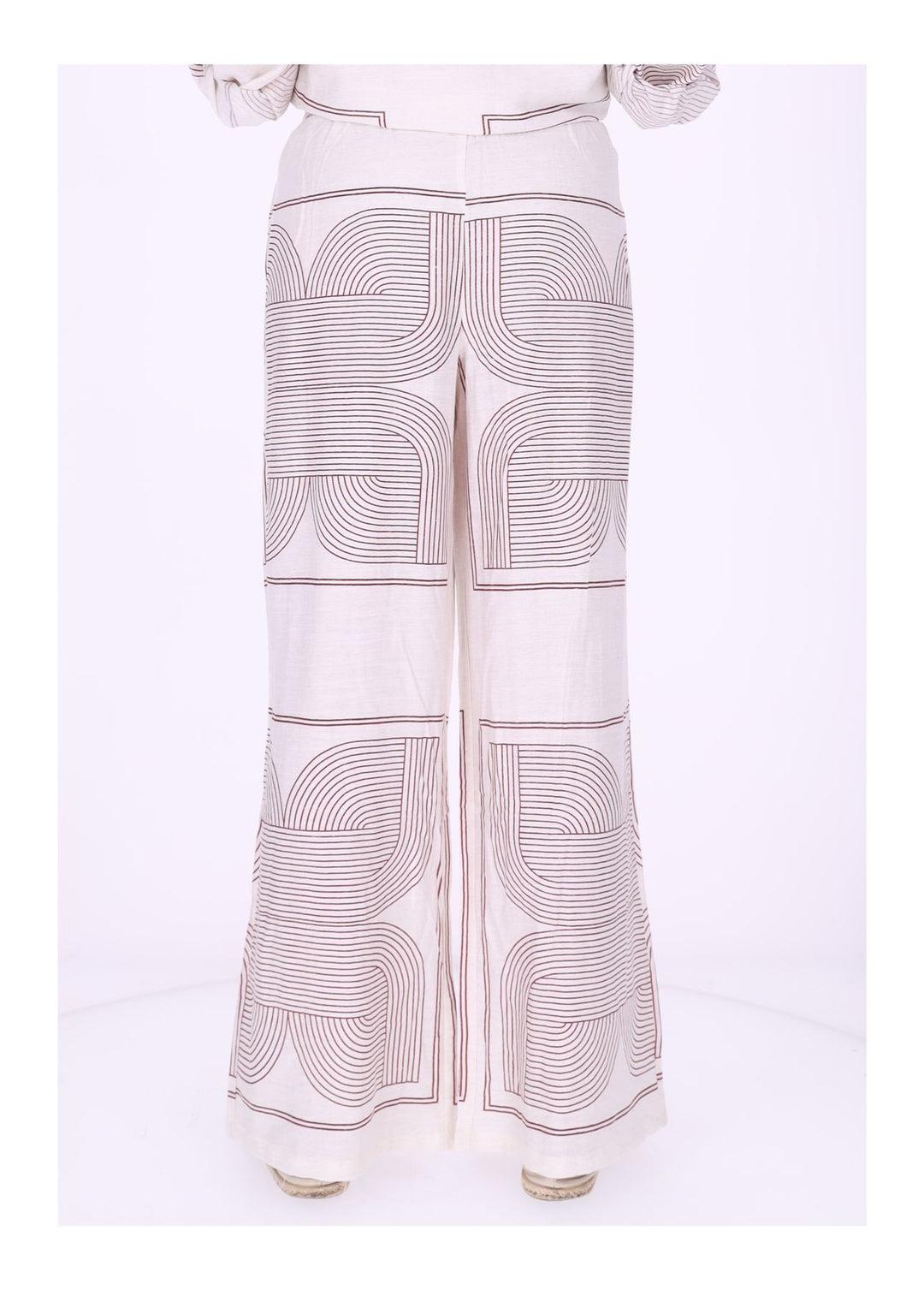 Hose Damen Leinenmix AOP