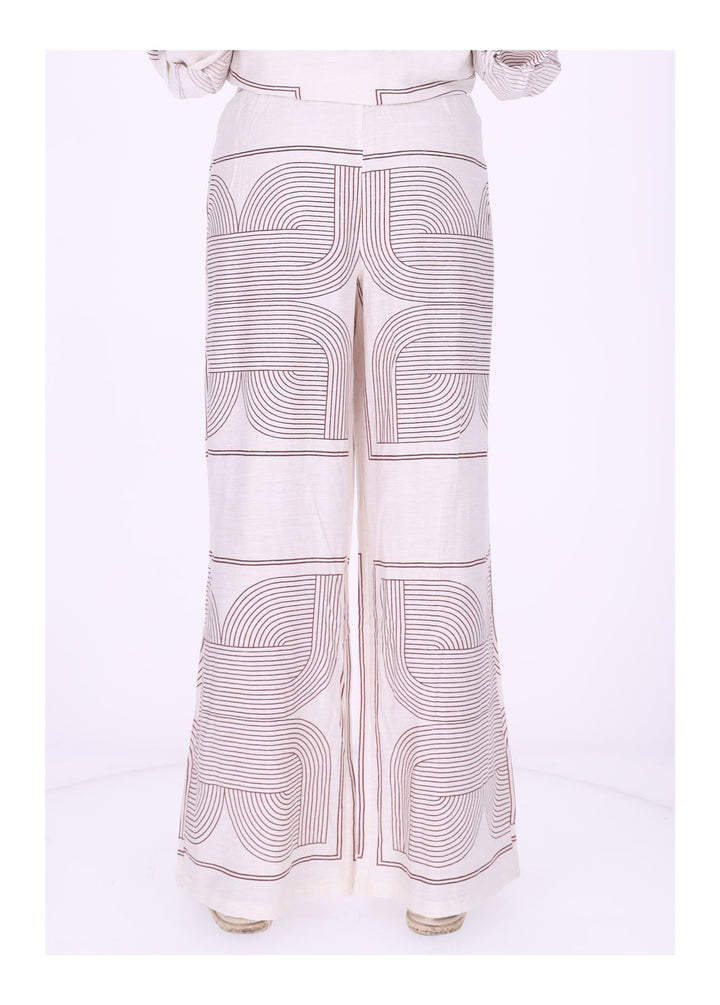 Hose Damen Leinenmix AOP