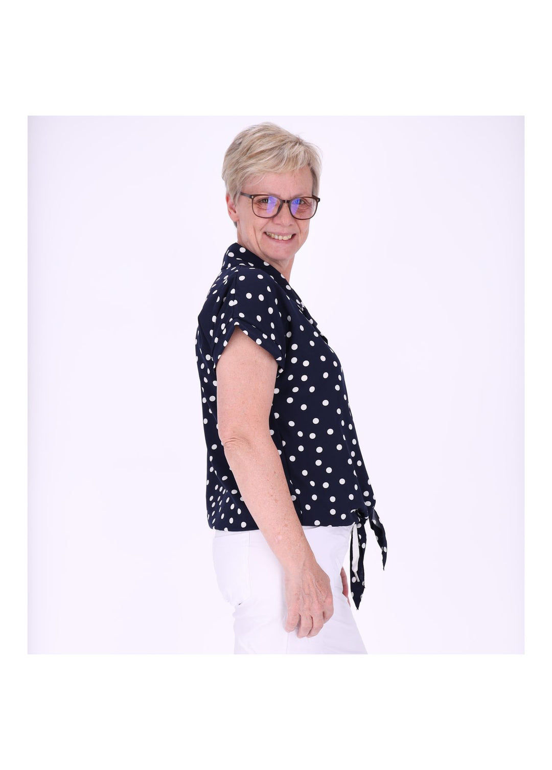 Bluse zum binden AOP Punkte