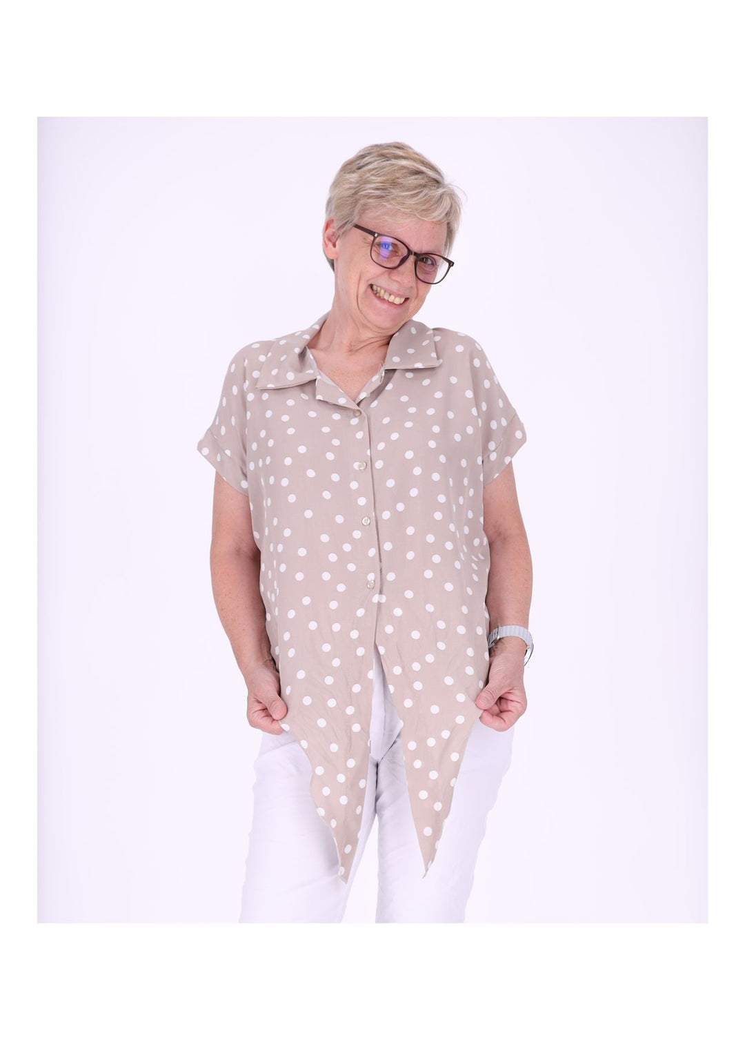 Bluse zum binden AOP Punkte