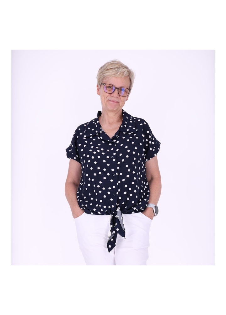 Bluse zum binden AOP Punkte