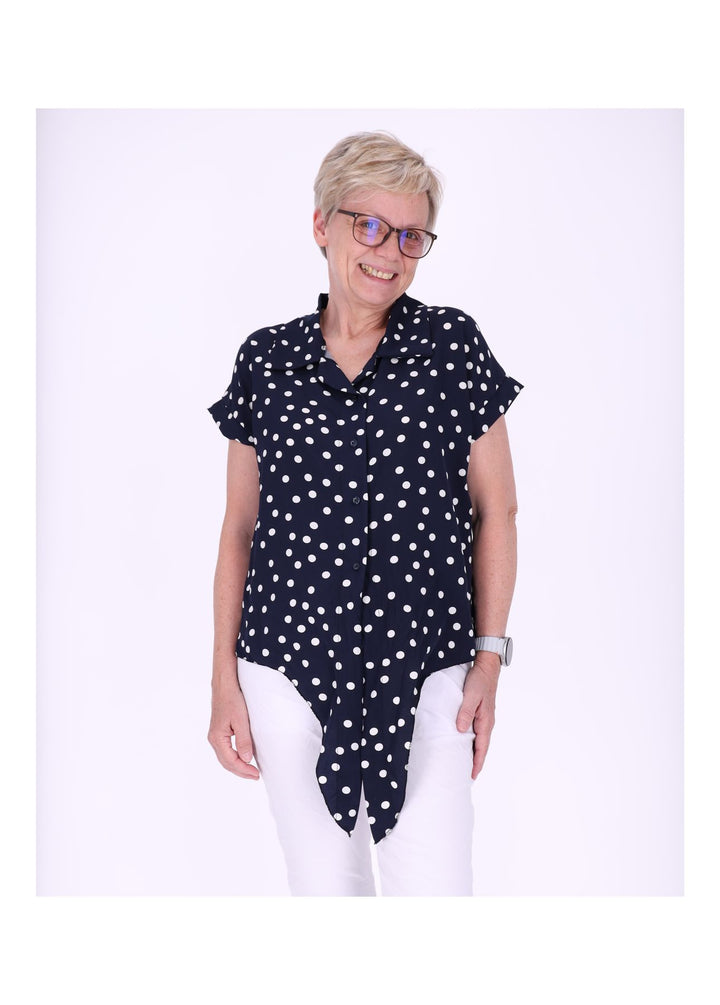 Bluse zum binden AOP Punkte
