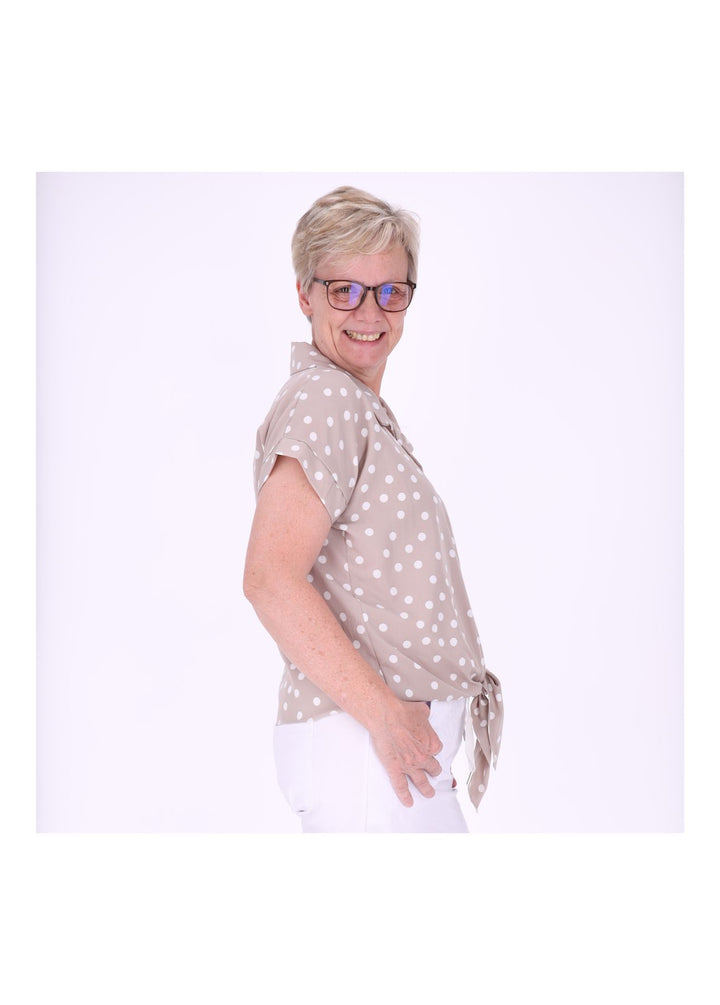 Bluse zum binden AOP Punkte