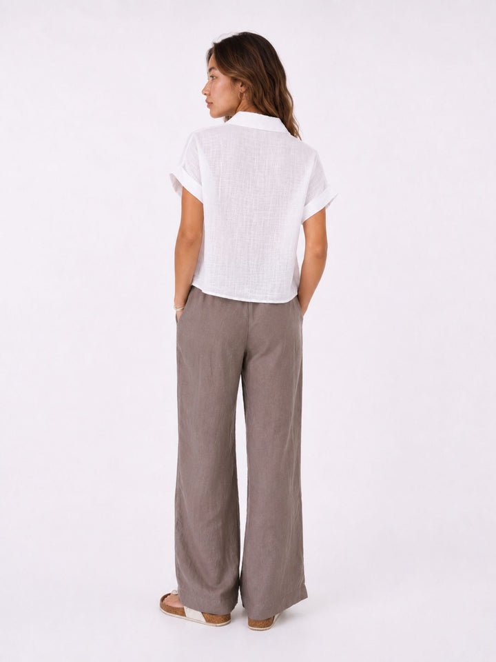 Bluse Damen zum Binden Leinenmix
