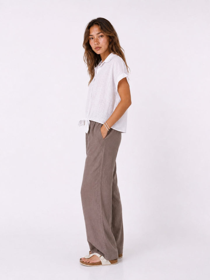 Bluse Damen zum Binden Leinenmix
