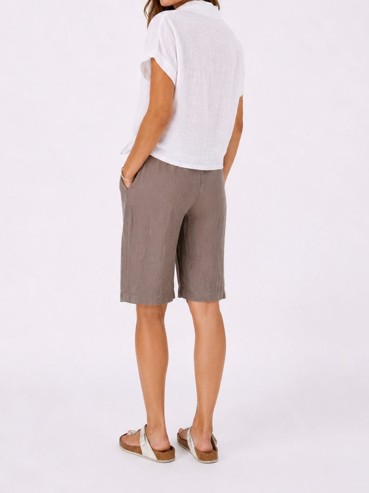 Bluse Damen zum Binden Leinenmix