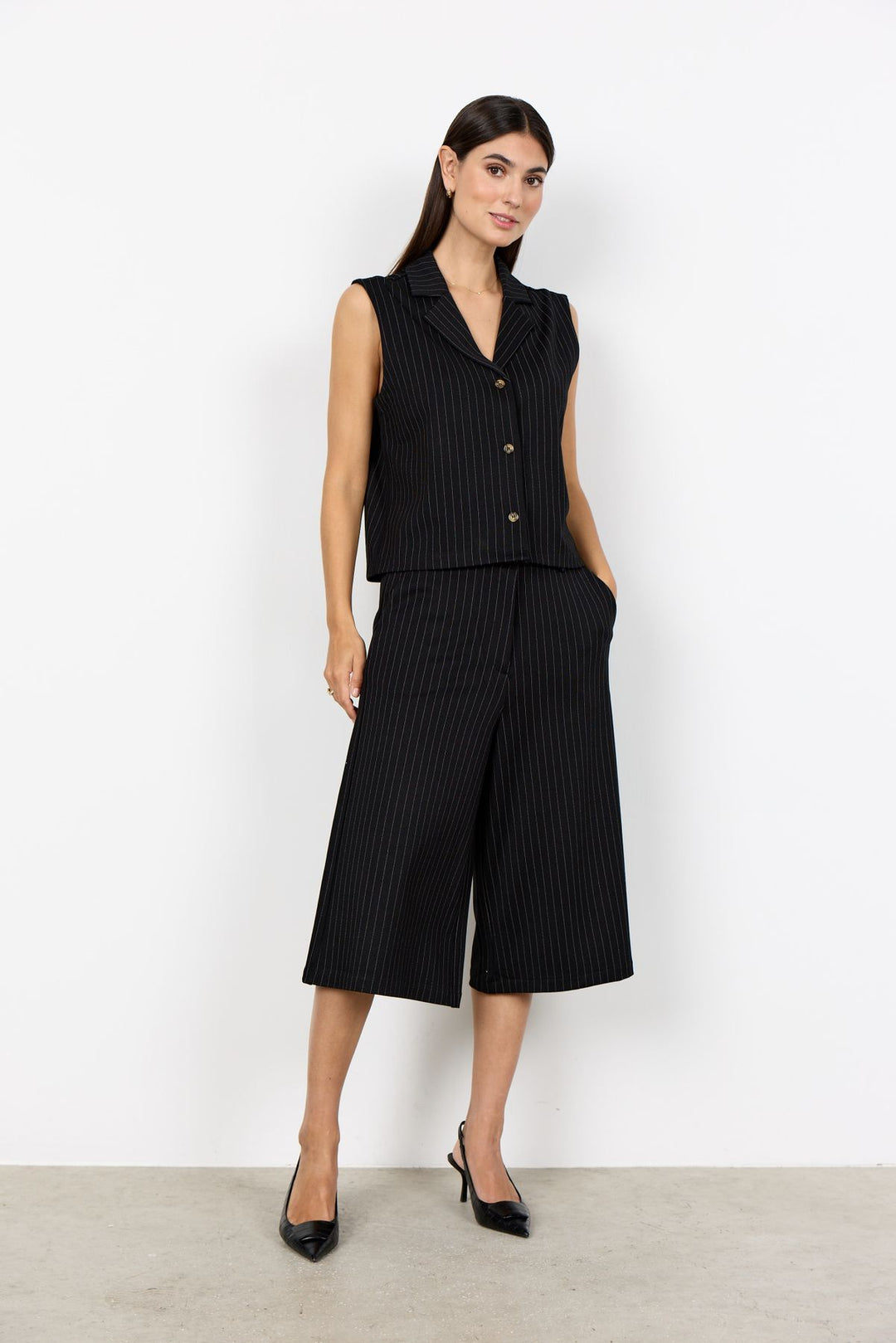 Weste Damen Nadelstreifen scharfes Revers