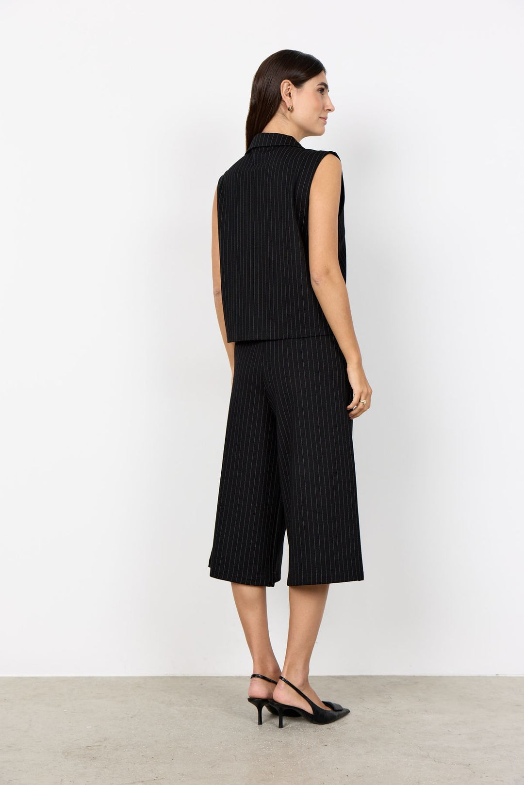 Weste Damen Nadelstreifen scharfes Revers