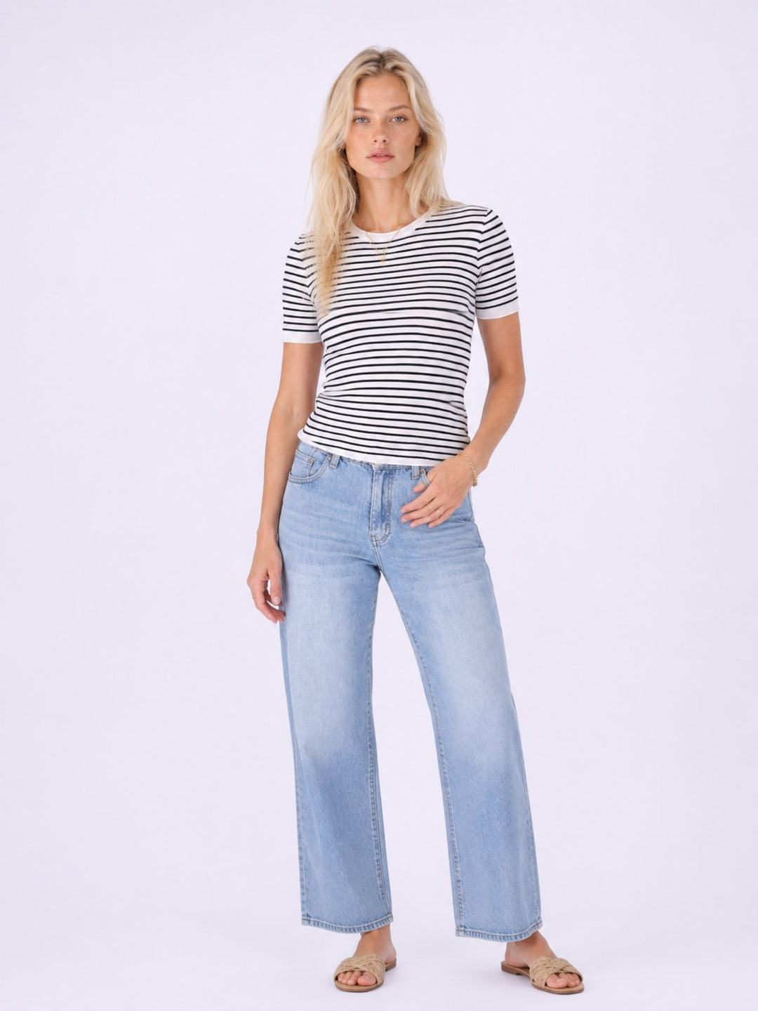 T-Shirt Damen Feinstrick Ringel
