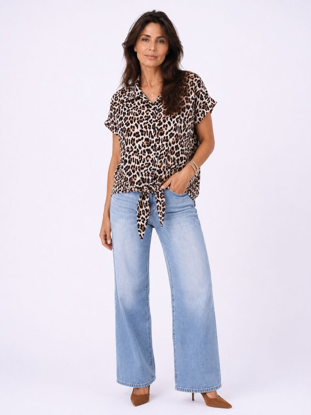 Bluse zum binden AOP Leo