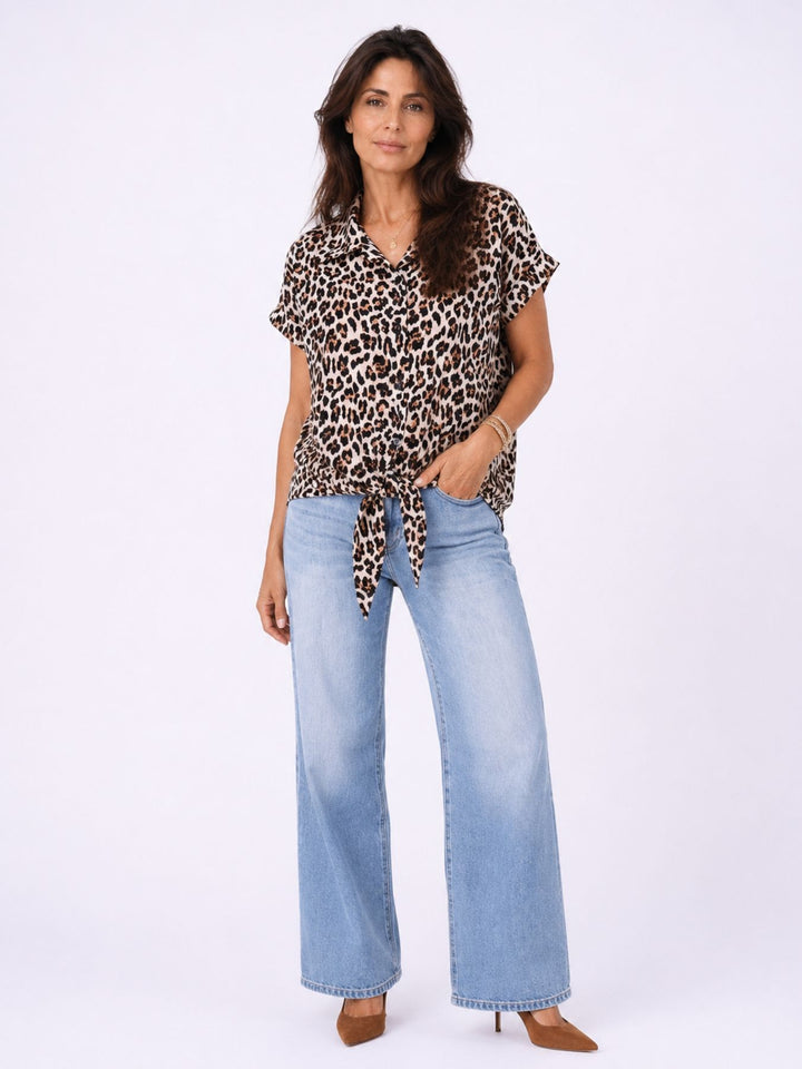 Bluse zum binden AOP Leo