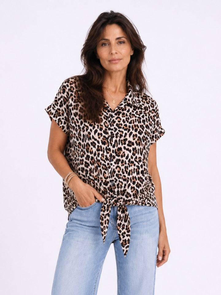 Bluse zum binden AOP Leo