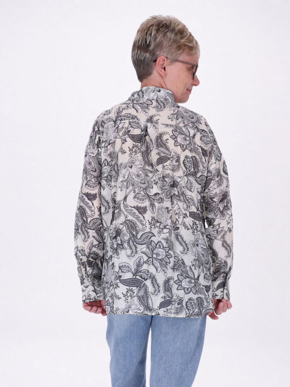 Bluse Damen Langarm Viskose AOP gelb