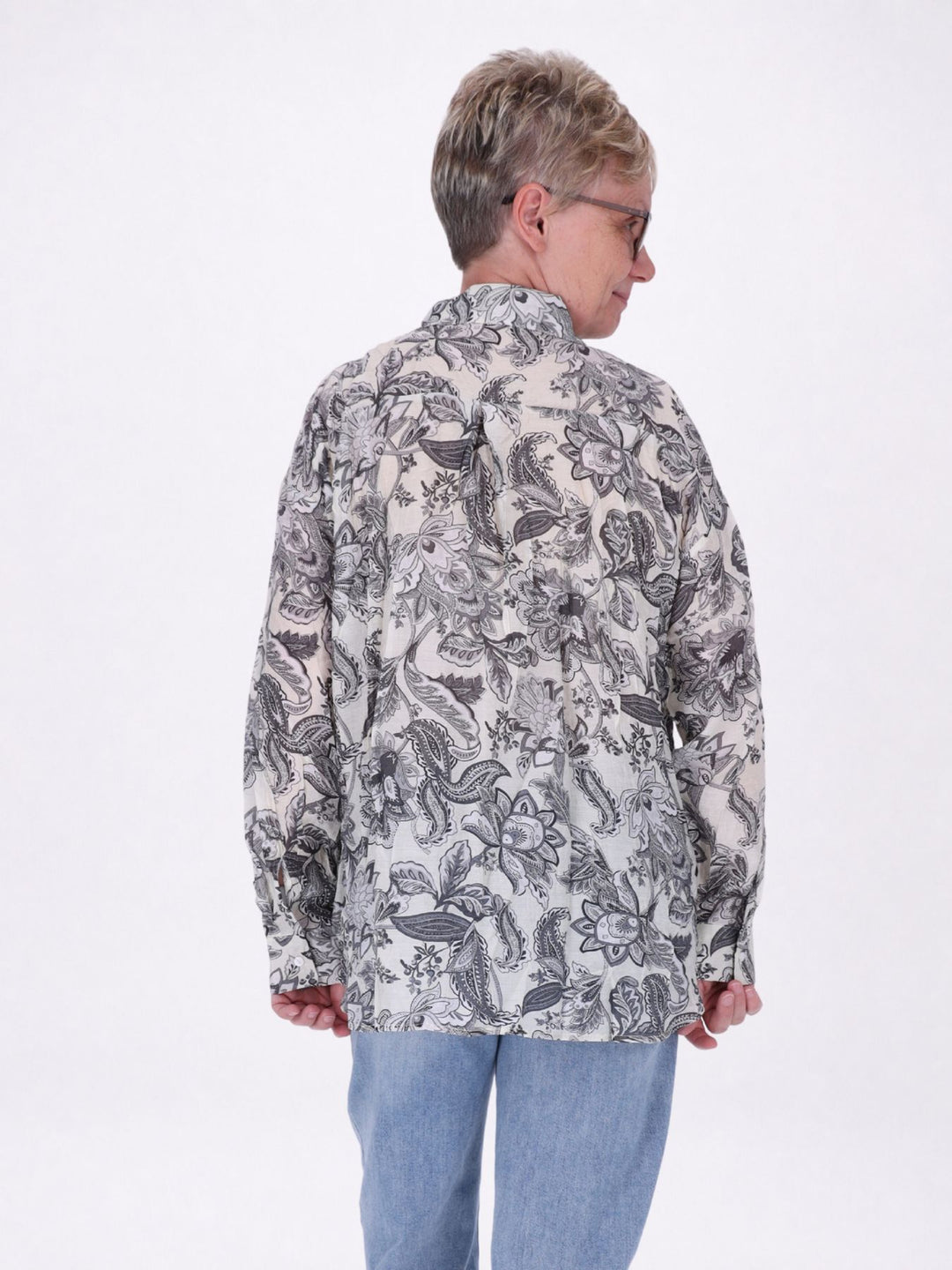 Bluse Damen Langarm Viskose AOP gelb